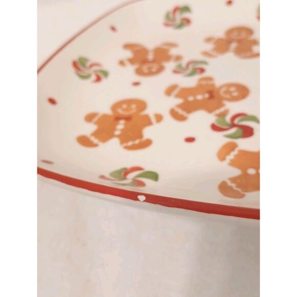Square Gingerbread Platter Christmas 7.25" Ivory Cookie Plate Vintage Christmas - Picture 8 of 11